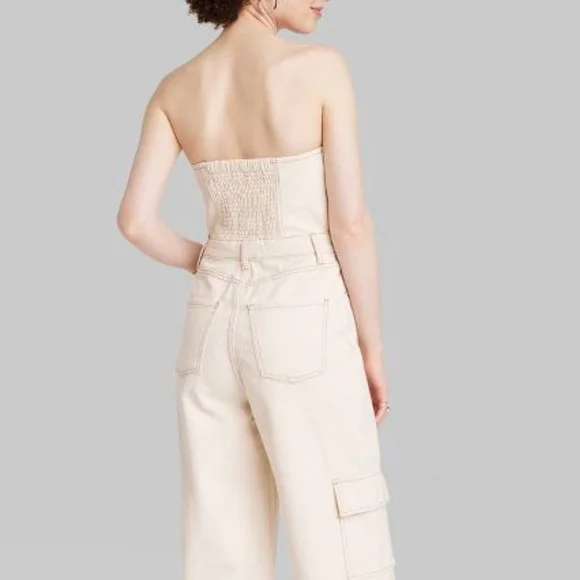 Wild Fable Cream Strapless Jumpsuit - Picture 2 of 5